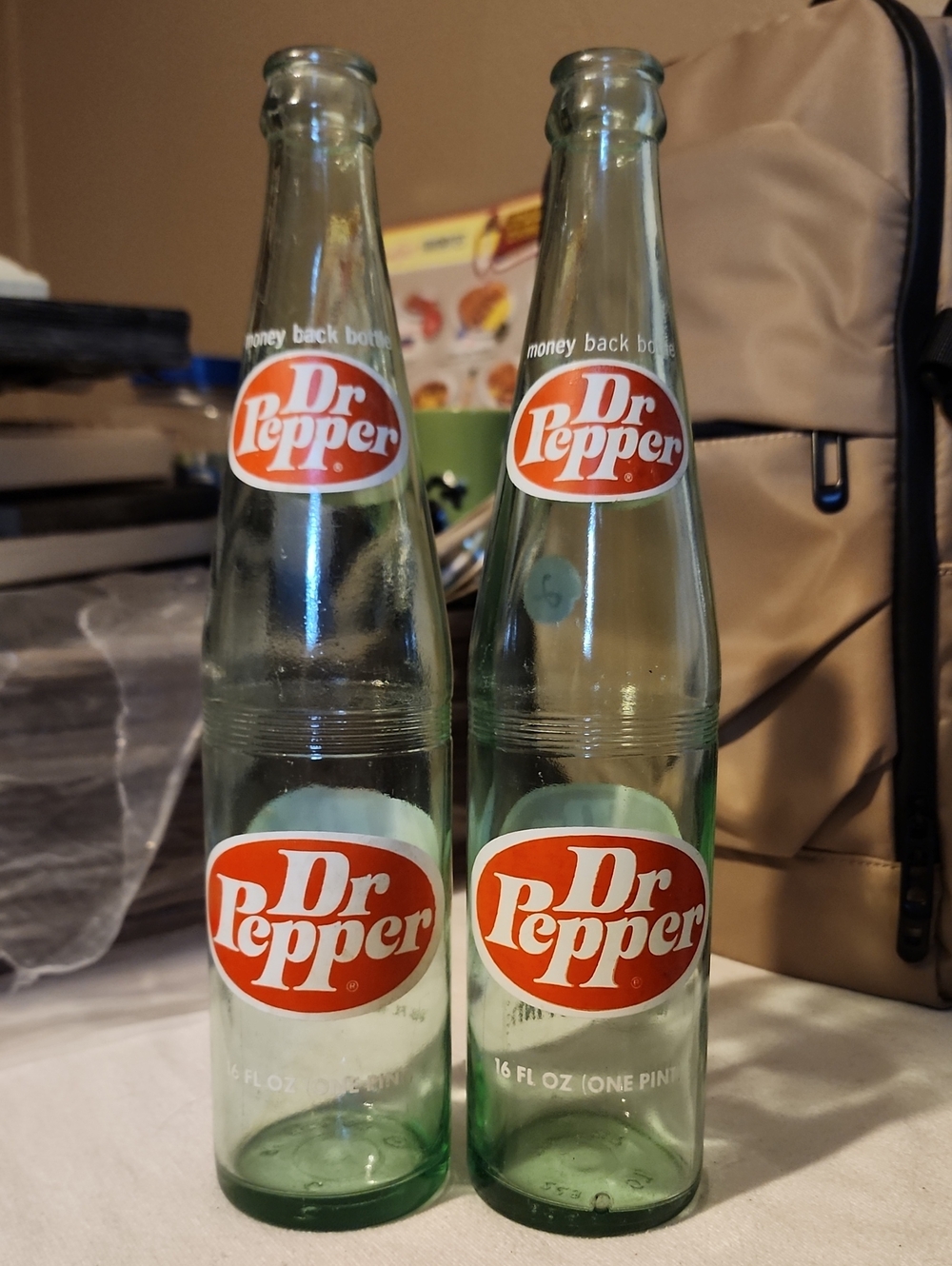 DR PEPPER Green Glass Soda Bottle - Vintage Style (Lite Green)